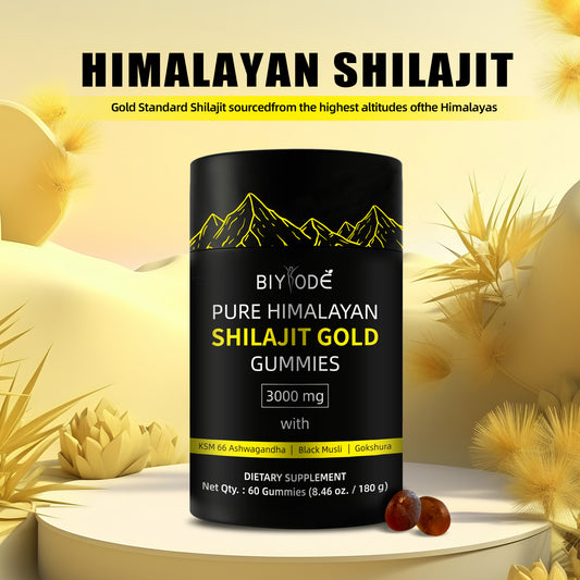 BIYODE - Be Bodywise Pure Himalayan Gummies Gold I Lab Tested I No Added Sugar I Ashwagandha, Gokshura| Fulvic Acid & 85+ Trace Minerals I for Men, Women I Non-GMO I 100%