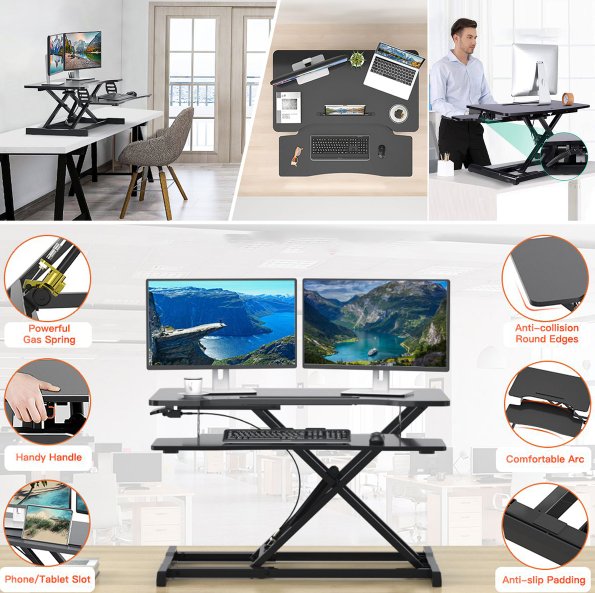 TOXIYA Height Adjustable Standing Desk Converter Stand Up Desk Riser