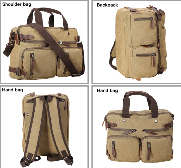 Unisex Canvas Multi-Functional Laptop Bag 8691-2