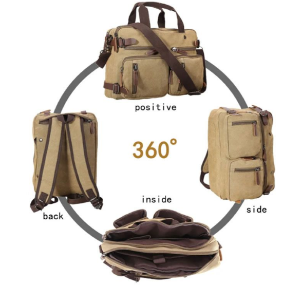 Unisex Canvas Multi-Functional Laptop Bag 8691-2