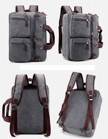 Unisex Canvas Multi-Functional Laptop Bag 8691-2