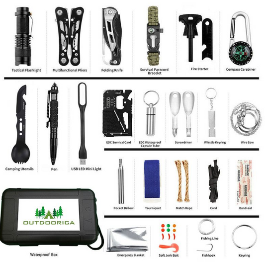 OUTDOORICA 36-in-1 Outdoor Survival Set Camping Essentials Tool Kit