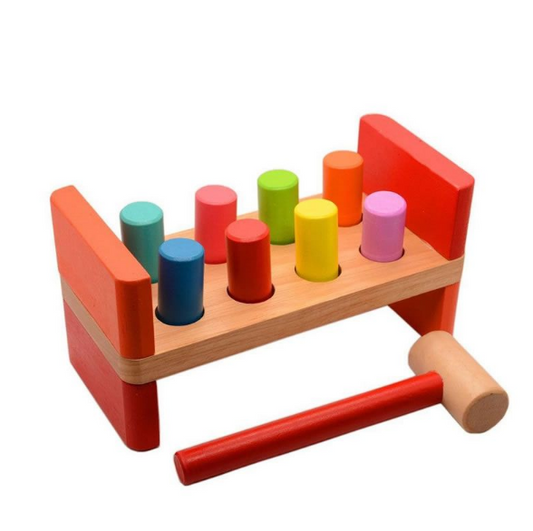 Wooden Pounding Bench Toy with Mallet hammering Block Punch -YG-221