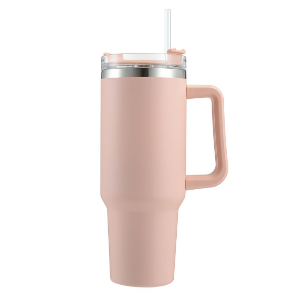 Double Wall Travel Mug Stainless Steel Vacuum Flask with Straw Hot/Cold