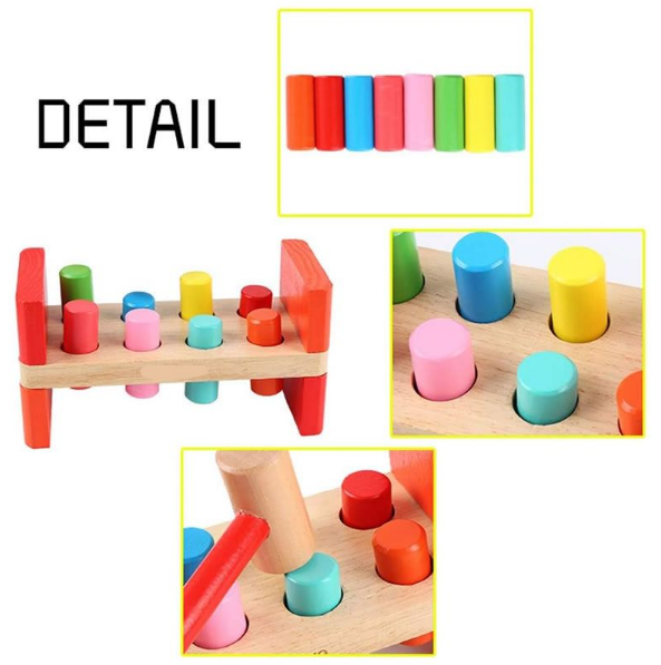 Wooden Pounding Bench Toy with Mallet hammering Block Punch -YG-221