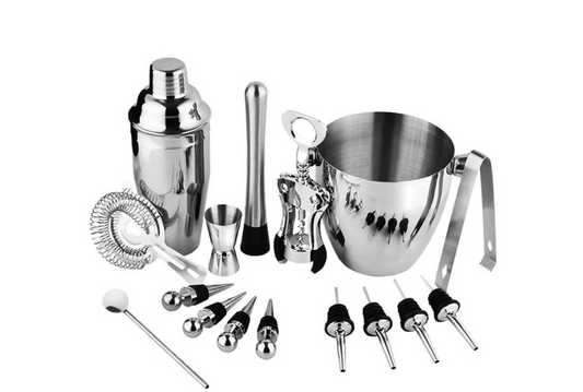 Silver Stainless steel Cocktail & Barware Tool Set