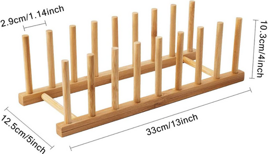 2- Piece Bamboo Set Dish Plate Drain Rack