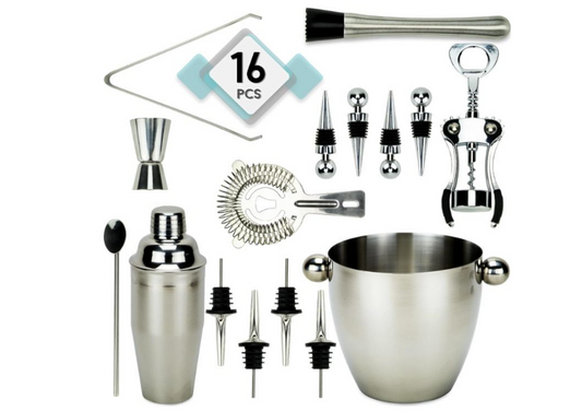 Silver Stainless steel Cocktail & Barware Tool Set