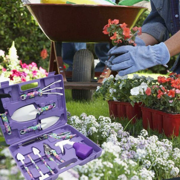 Gardening Tools with Purple Floral Print Gardening Gifts for Women 10Piece