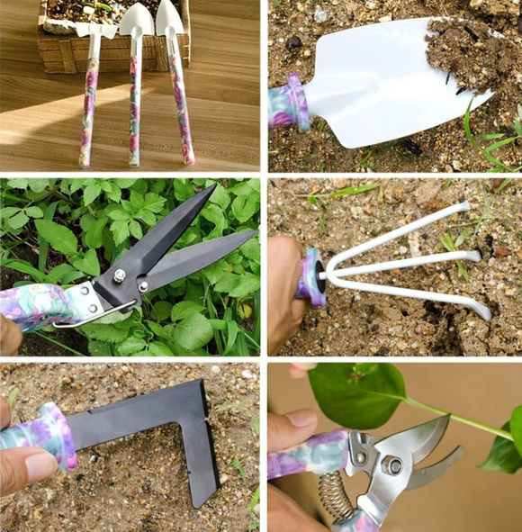 Gardening Tools with Purple Floral Print Gardening Gifts for Women 10Piece