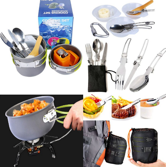 13 PCs Ultra-Light Portable Outdoor Camping Cookware Stove Cultery Set