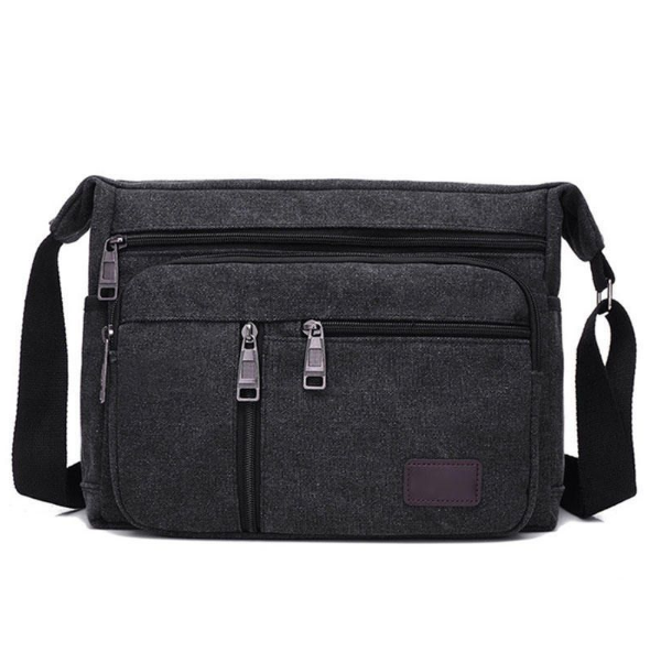 High Capacity Retro Canvas Shoulder Bag Crossbody Handbag for Men - 31cm