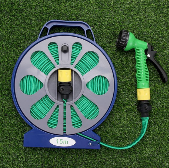 50 Ft Lay Flat Garden hose with 7 Pattern Spray Gun -15m