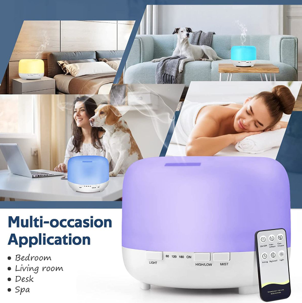 LED 500ML Aroma Diffuser Atomizer Air Humidifier With Remote And Adaptor