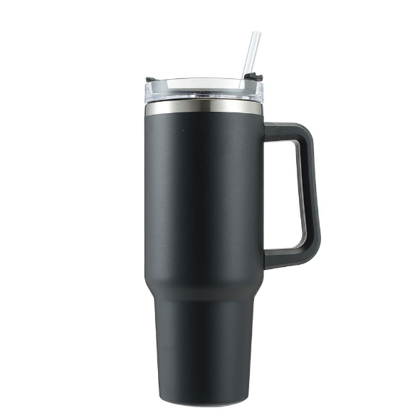 Double Wall Travel Mug Stainless Steel Vacuum Flask with Straw Hot/Cold