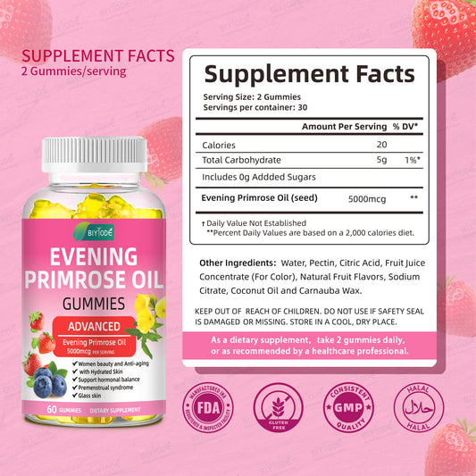 BIYODE Evening Primrose Oil Gummies - 60 GummiesDietary Supplement