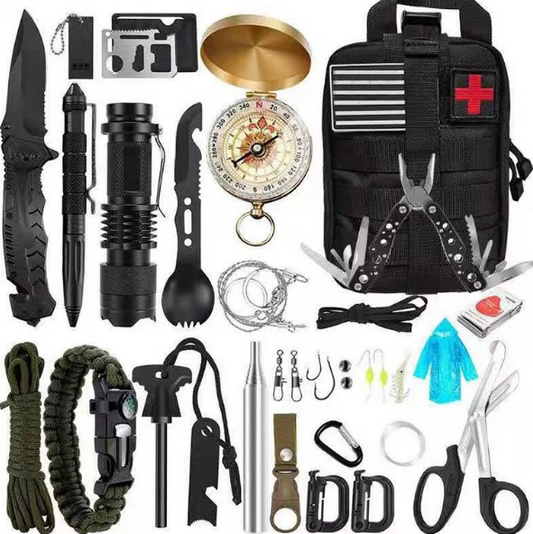 21 in 1 Survival Gear Tactical First Aid Camping Equipment Supplies Kits