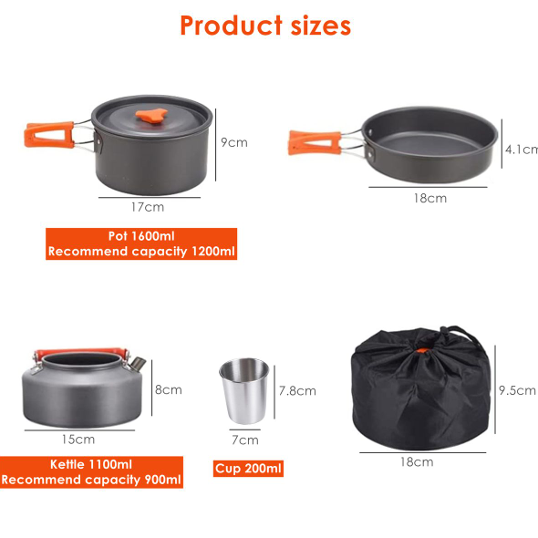 Aluminum Camping Cookware 10PCs Set