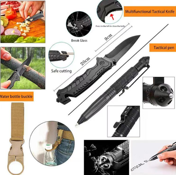 21 in 1 Survival Gear Tactical First Aid Camping Equipment Supplies Kits