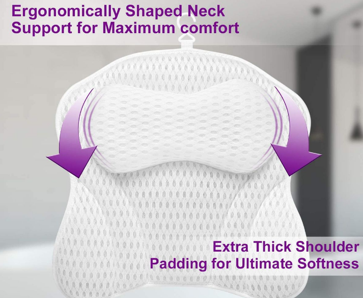 Bathtub Spa Pillow Luxury Bath Pillow With 4D Air Mesh