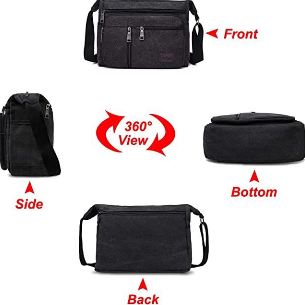 High Capacity Retro Canvas Shoulder Bag Crossbody Handbag for Men - 31cm