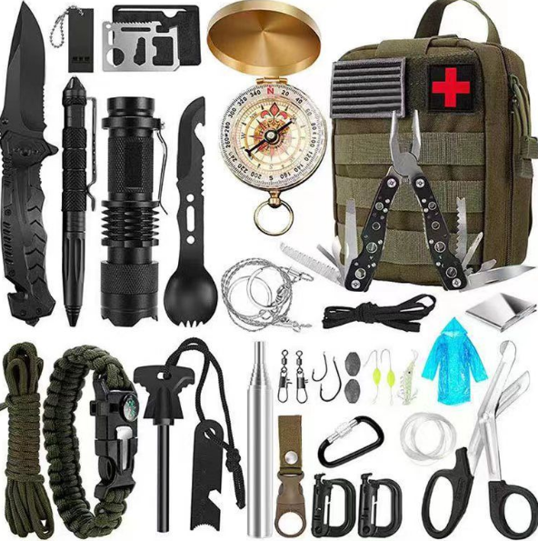 21 in 1 Survival Gear Tactical First Aid Camping Equipment Supplies Kits