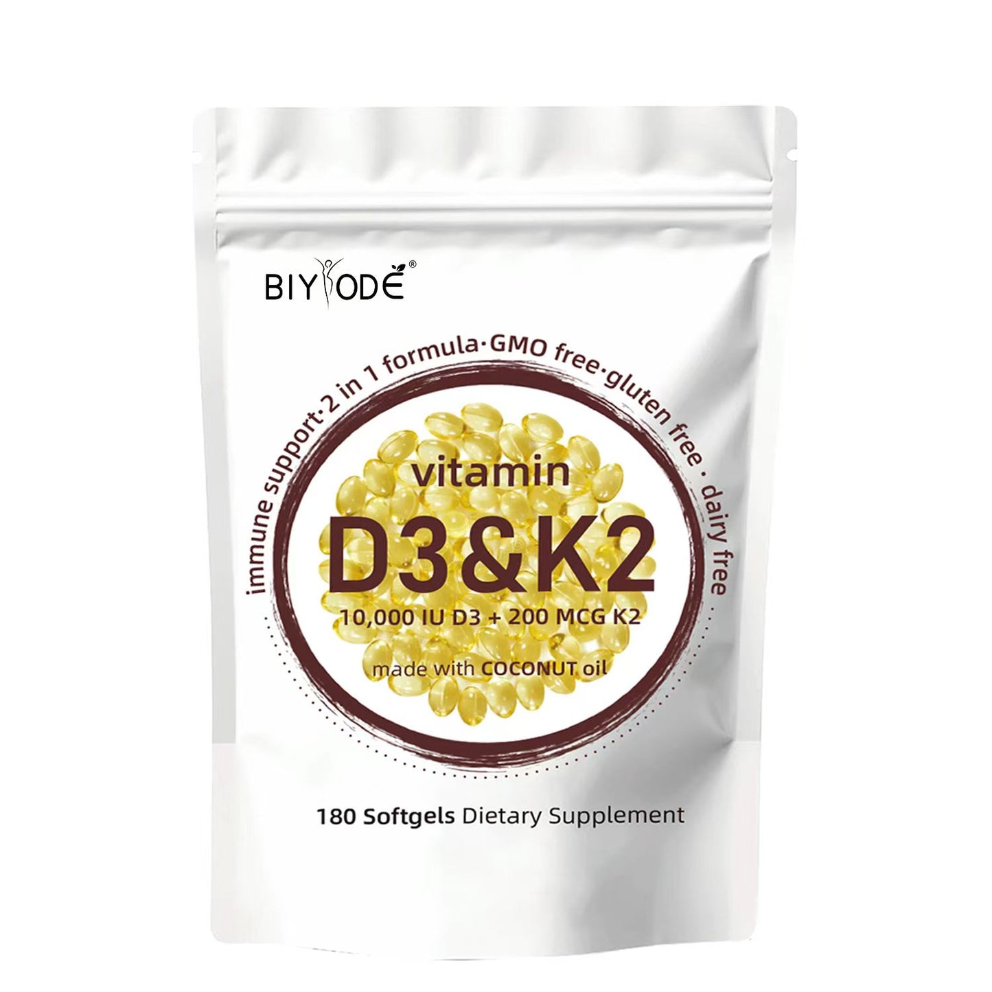 BIYODE  2-in-1 Vitamin D3 K2 Supplement Softgel