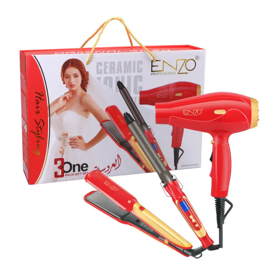 ENZO  3 in 1 curling iron hair straightener hair dryer set