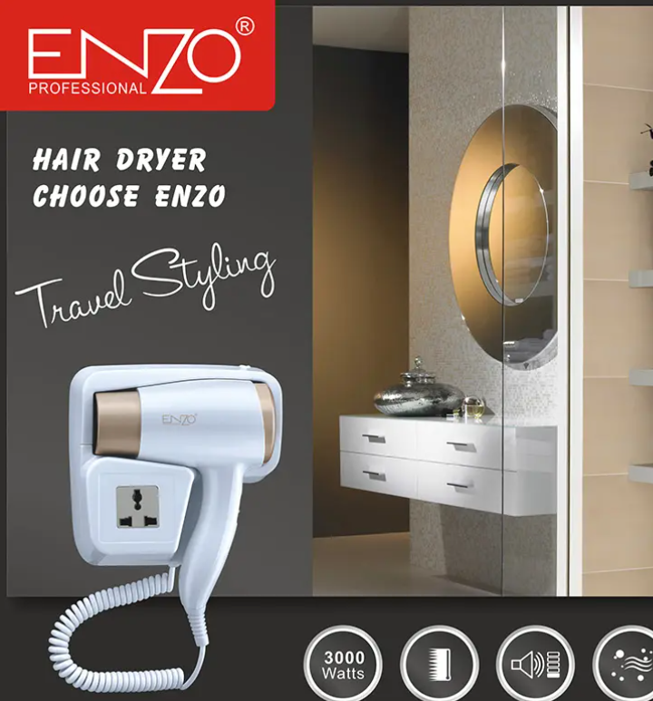 ENZO Hotel Wall Mounted Electric Hair Dryer