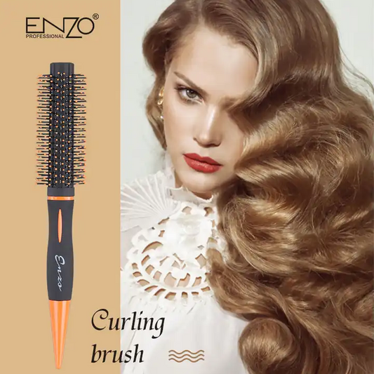 ENZO Curling Hair Brush Plastic Scalp Massager Comb Roll Hair Round Beauty