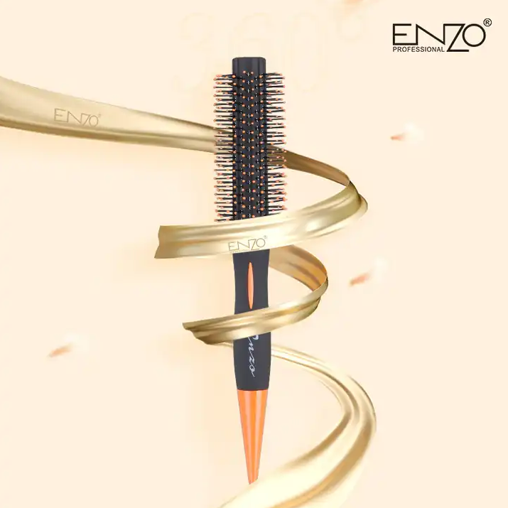 ENZO Curling Hair Brush Plastic Scalp Massager Comb Roll Hair Round Beauty