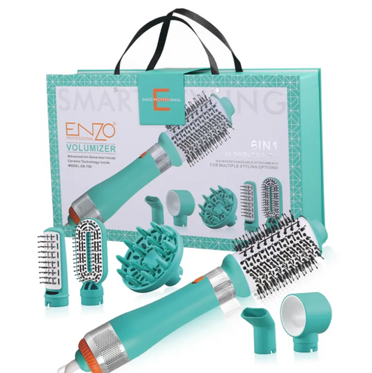 ENZO 6 in 1 iron curling straight dual-use hair styling comb electric hair dryer