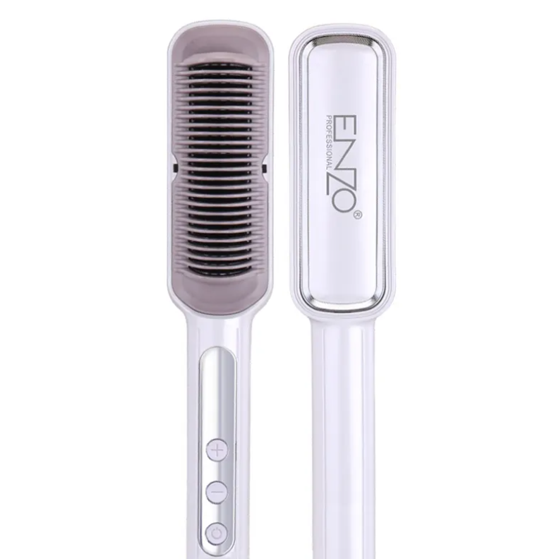 ENZO Negative Ion Straighten Hair Comb Brush Ceramic Smoothing Fast Heated Electric Hair Straightener Brush