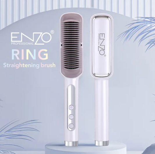 ENZO Negative Ion Straighten Hair Comb Brush Ceramic Smoothing Fast Heated Electric Hair Straightener Brush