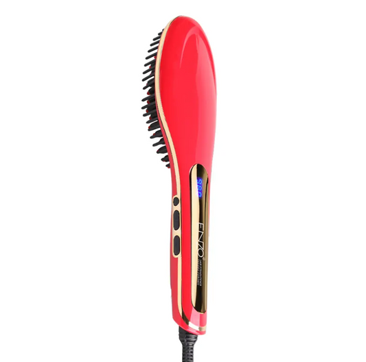 ENZO   LCD Newest Hair Straightener Comb Electric Brush Ceramic