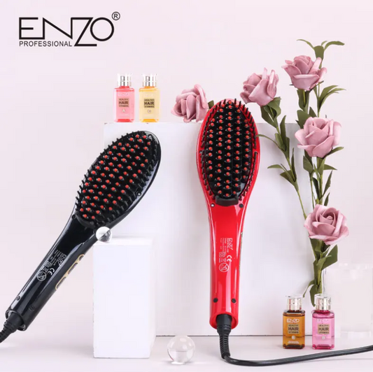 ENZO   LCD Newest Hair Straightener Comb Electric Brush Ceramic