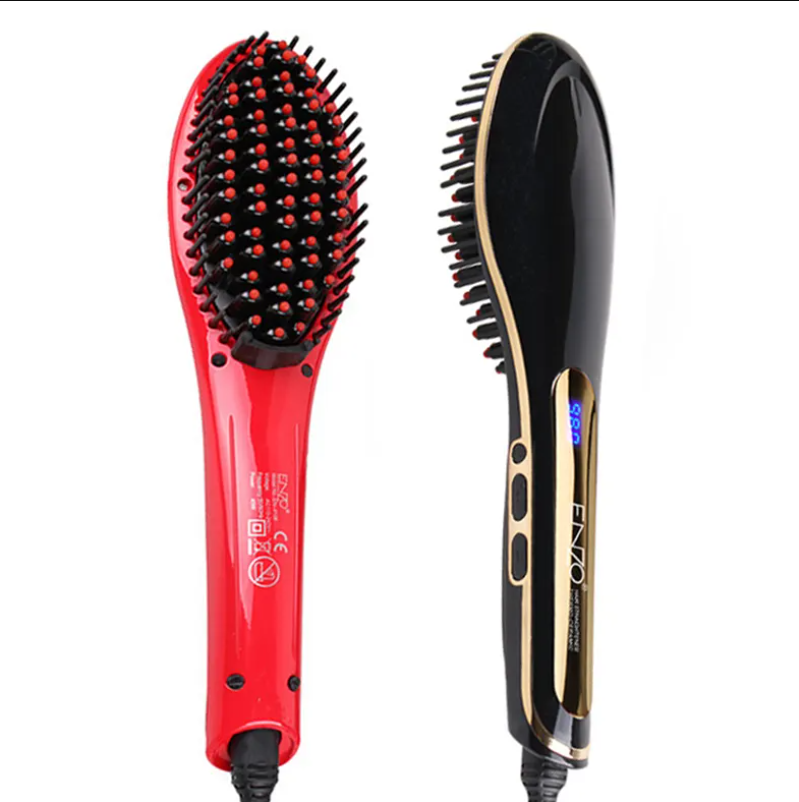 ENZO   LCD Newest Hair Straightener Comb Electric Brush Ceramic