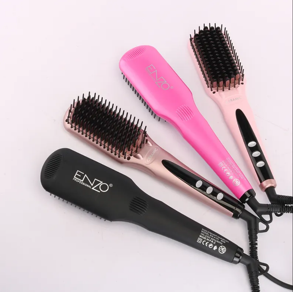 ENZO  Heated Electric Hair Straightener Brush