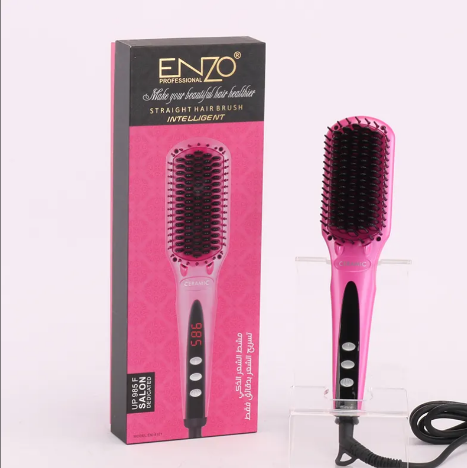 ENZO  Heated Electric Hair Straightener Brush