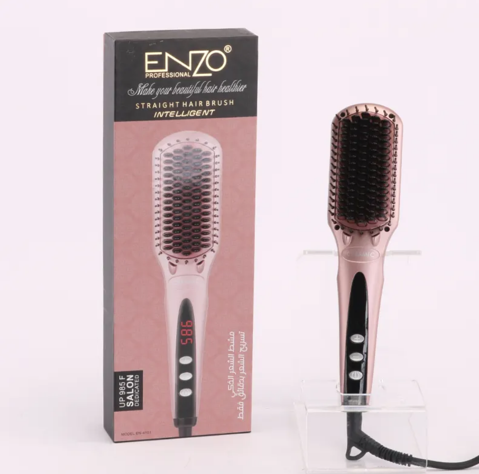 ENZO  Heated Electric Hair Straightener Brush