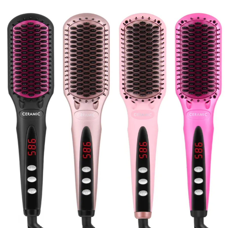 ENZO  Heated Electric Hair Straightener Brush