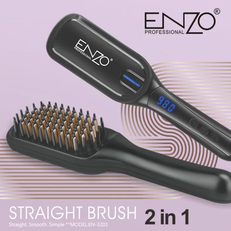 ENZO Ceramic  Heated Electric Hair Straightener Brush