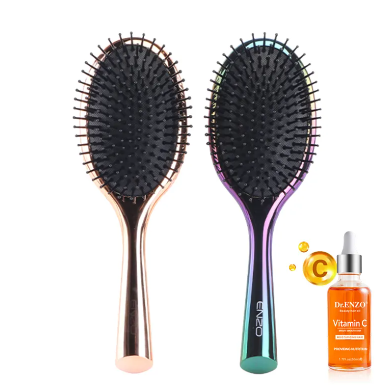 ENZO OEM/ODM Women Hair Scalp Massage Comb Nylon Hairbrush Vitamin C Reduce Split-ends Salon Hairdressing Detangling Hair Brush