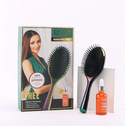 ENZO OEM/ODM Women Hair Scalp Massage Comb Nylon Hairbrush Vitamin C Reduce Split-ends Salon Hairdressing Detangling Hair Brush