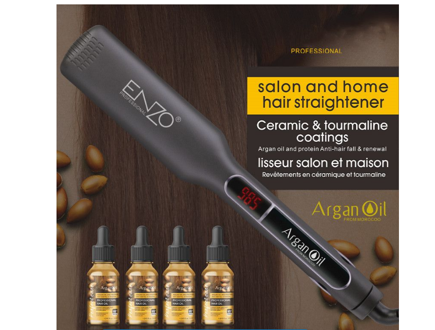 Enzo Professional Salon And Home Hair Straightener With Argan Oils