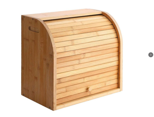 Bamboomill - 2-Layer Bamboo Bread Storage Bin Box with Removable Layer