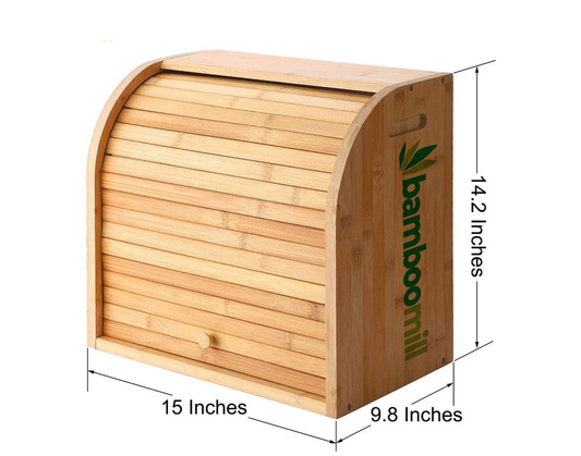 Bamboomill - 2-Layer Bamboo Bread Storage Bin Box with Removable Layer