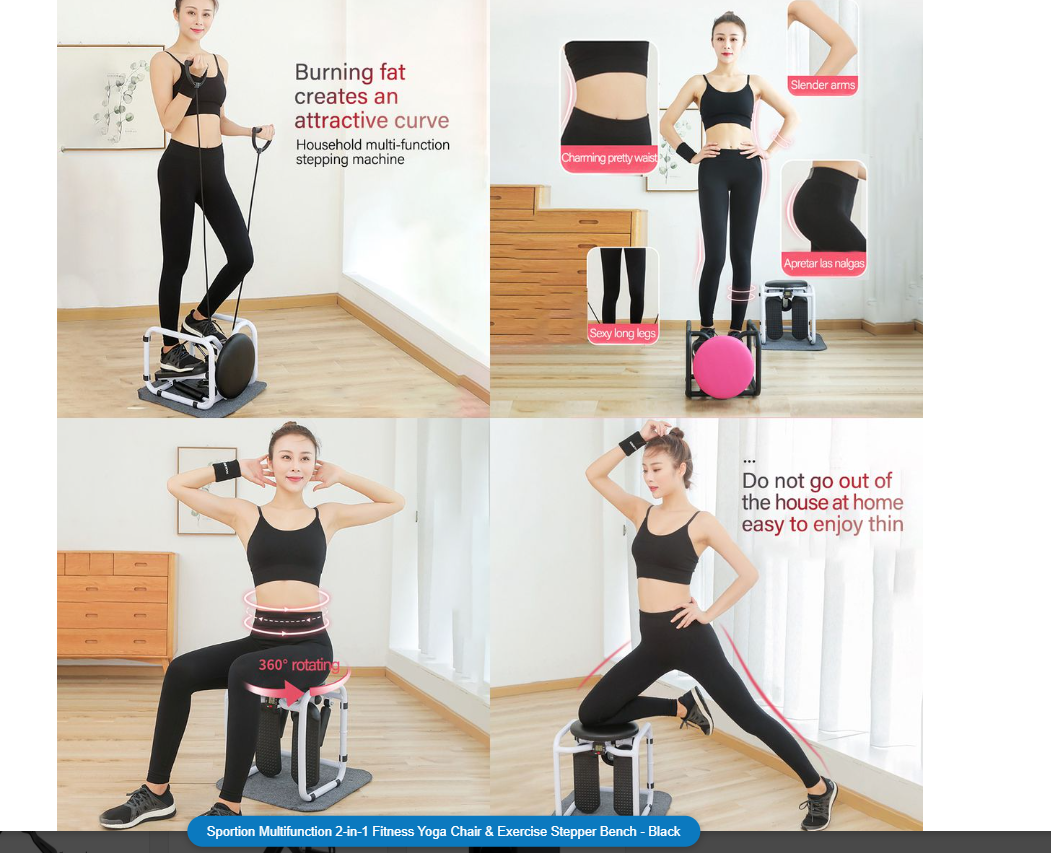 Sportion Multifunction 2-in-1 Fitness Yoga Chair & Exercise Stepper Bench