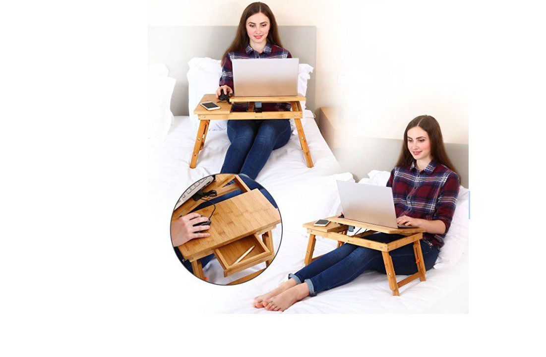 Bamboomill Portable Bed Table Stand BambooTray-Style Laptop Desk