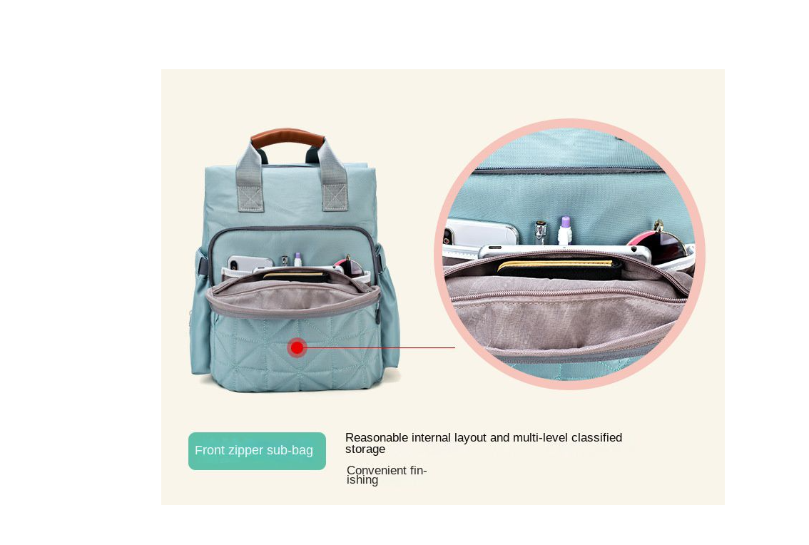 Large Capacity Multifunction Organizer Mommy Travel Backpack Baby Nappy Bag -Grey